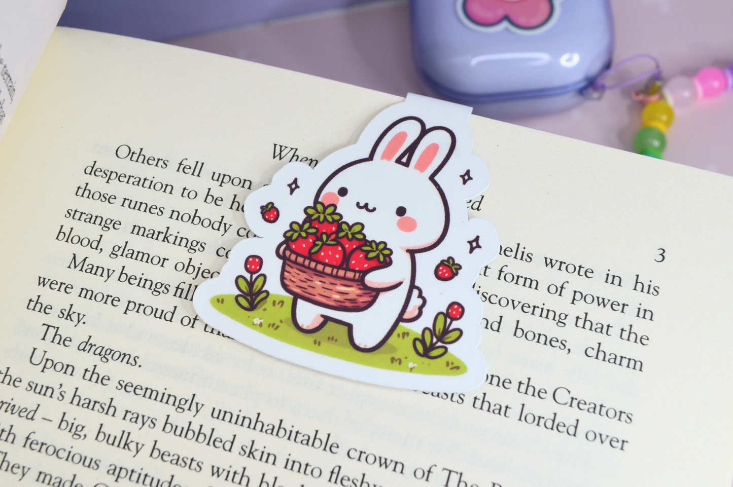 Berry Bunny Magnetic Bookmark