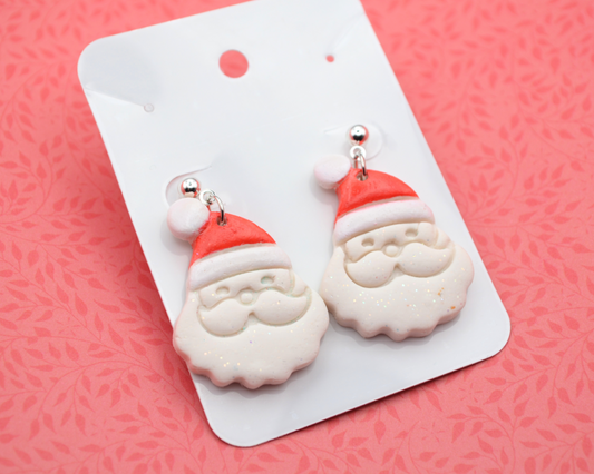 Jolly Santa Dangle Clay Earrings