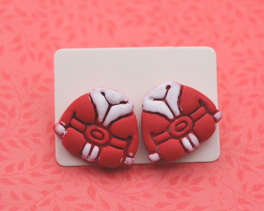 Santa's Coat  Clay Stud Earrings