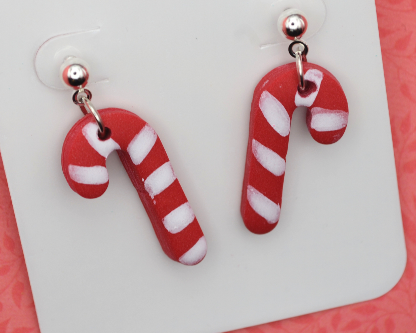 Candy Canes Dangle Clay Earrings