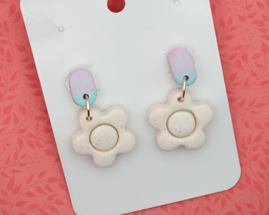 Flower Droplet Dangle Clay Earrings