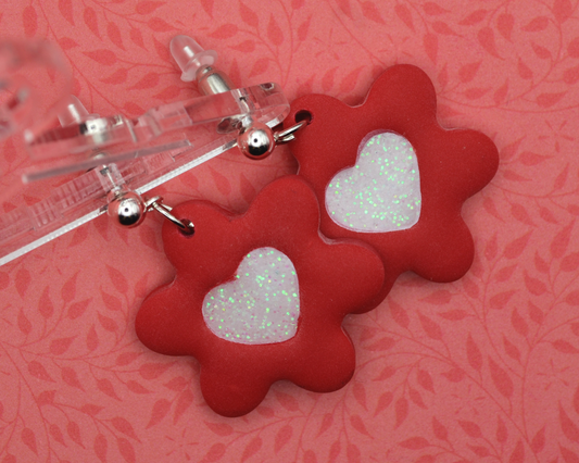 Heart Frame Cookie Dangle Clay Earrings