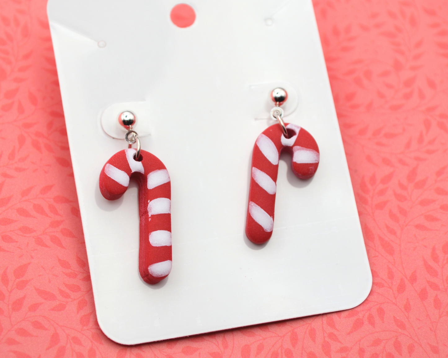 Candy Canes Dangle Clay Earrings