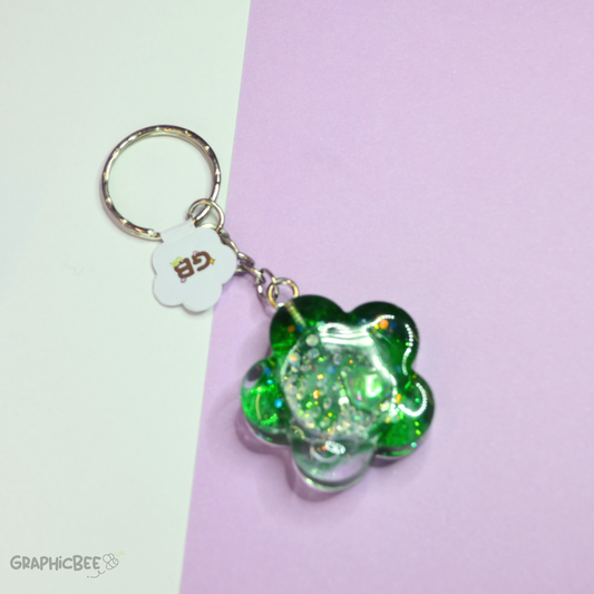 Green Flower Sensory Shaker Resin Keyring