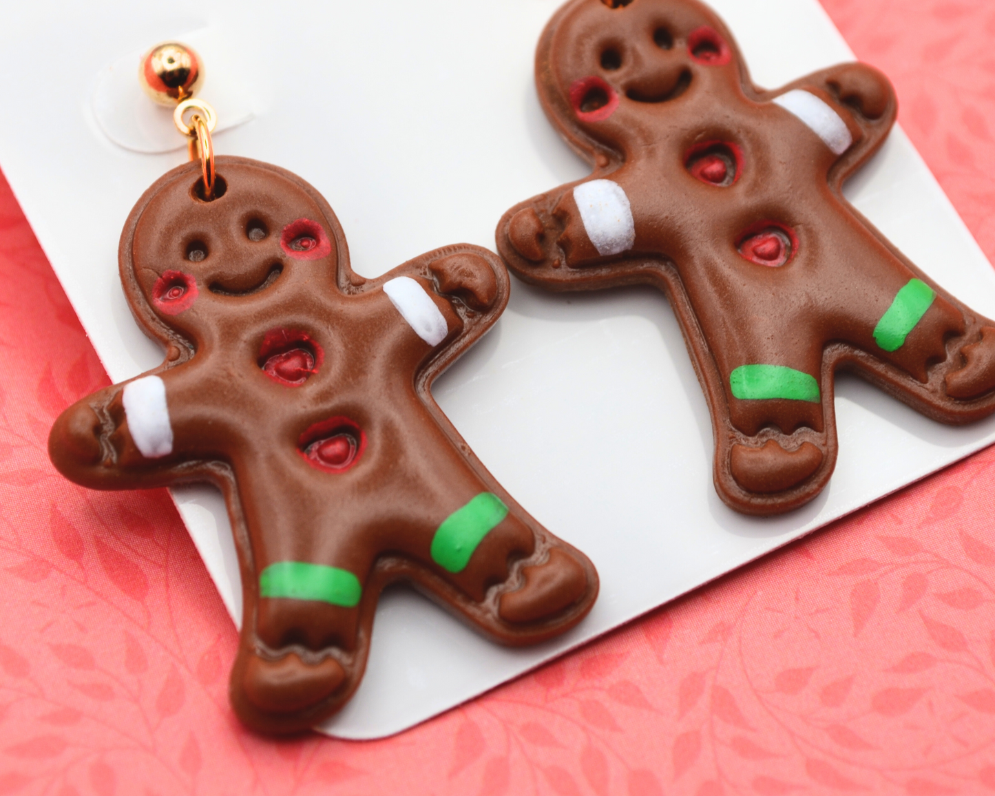 Ginger Bread Man Dangle Clay Earrings