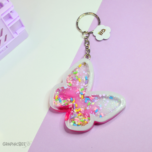 Butterfly Sprinkle Sensory Shaker Resin Keyring