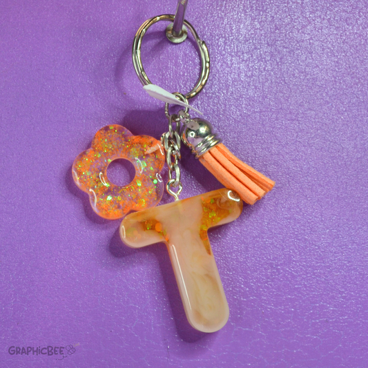 T - Letter Resin Keyring - Various Styles Available