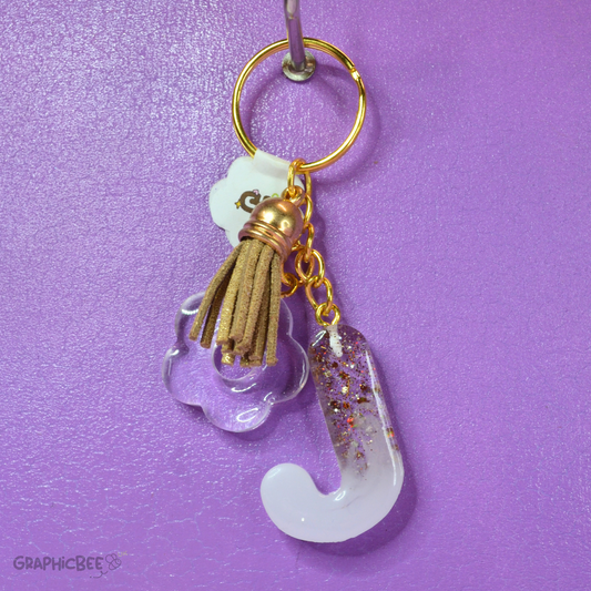 J - Letter Resin Keyring - Various Styles Available