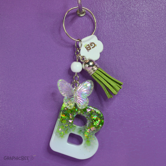 B - Letter Resin Keyring - Various Styles Available