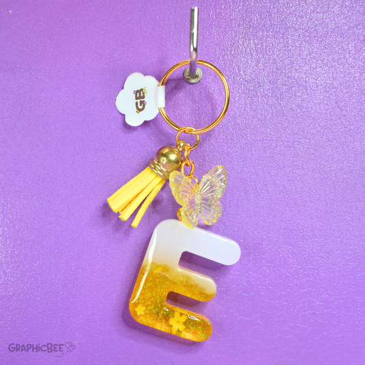 E - Letter Resin Keyring - Various Styles Available