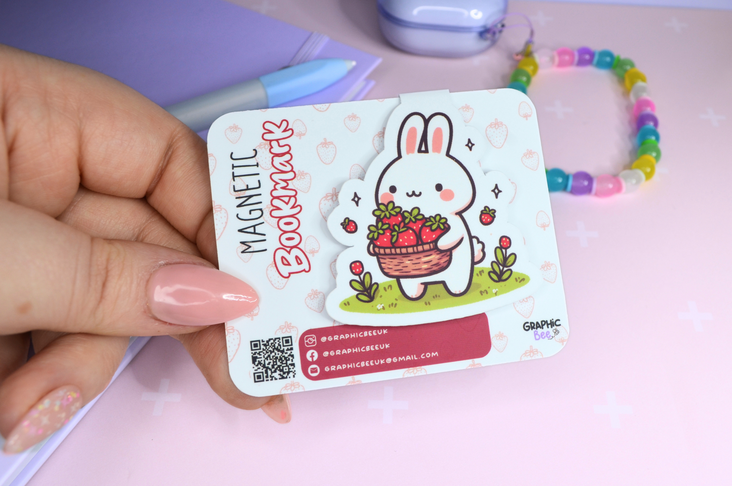 Berry Bunny Magnetic Bookmark