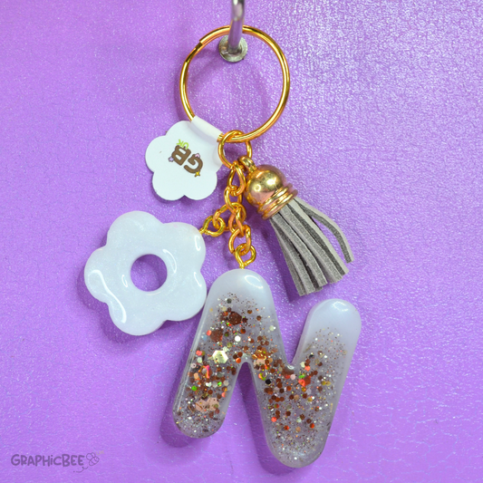 N - Letter Resin Keyring - Various Styles Available