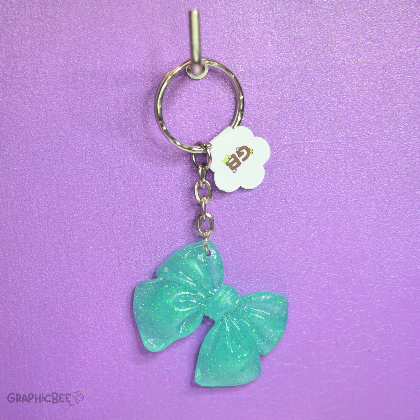 Glitter Bow Resin Keyring