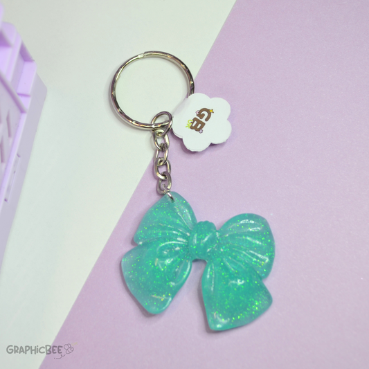 Glitter Bow Resin Keyring