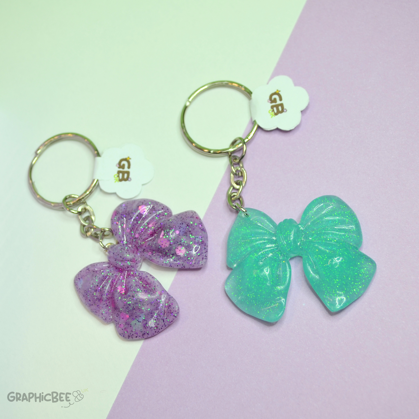 Glitter Bow Resin Keyring