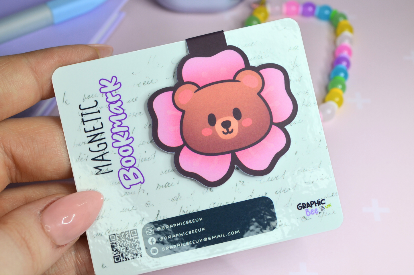 Sakura Blossom Bear Magnetic Bookmark