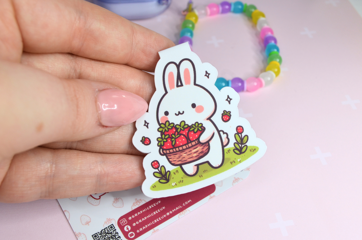 Berry Bunny Magnetic Bookmark