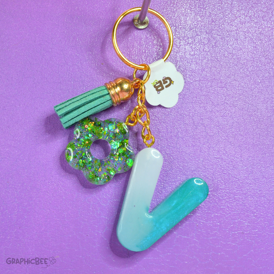 V - Letter Resin Keyring - Various Styles Available