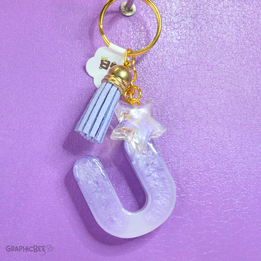 U - Letter Resin Keyring - Various Styles Available