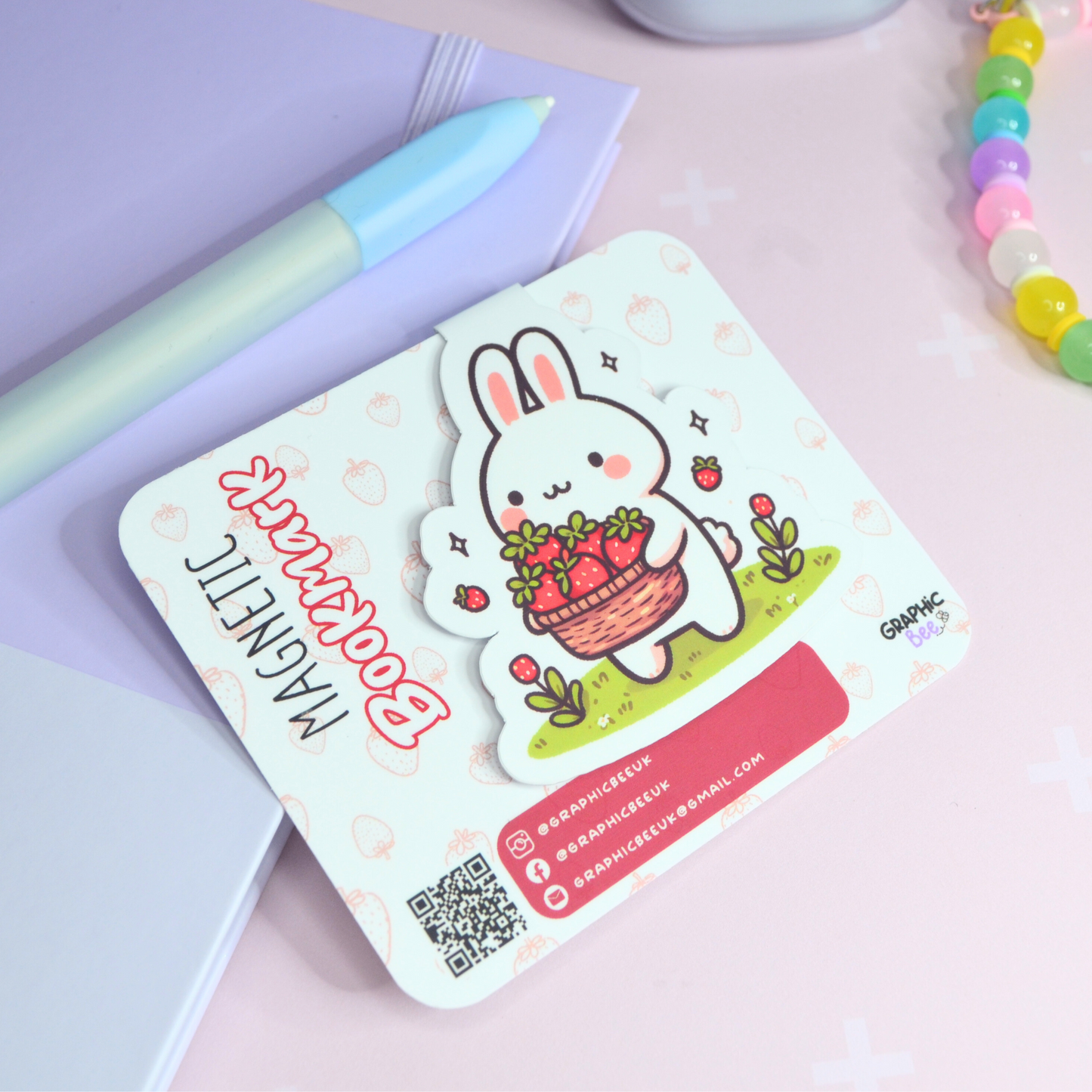 Berry Bunny Magnetic Bookmark